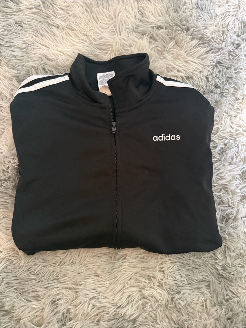 adidas Kids Black Jacket with White Stripes